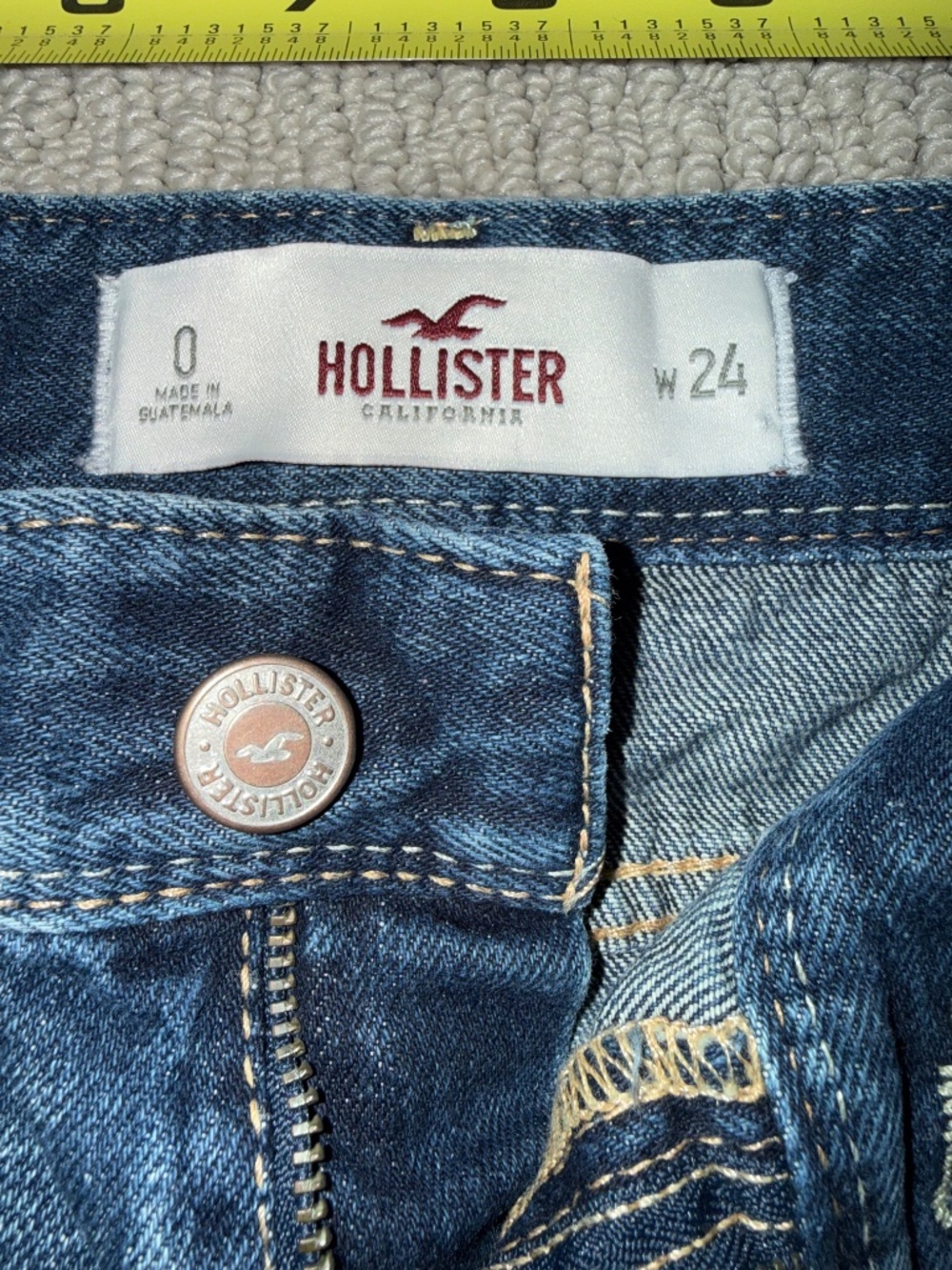 Vintage Hollister Distressed Denim Cutoff Shorts Size 0 W24 Low Rise Dark Wash - Picture 9 of 16